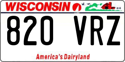 WI license plate 820VRZ