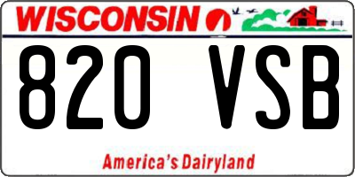 WI license plate 820VSB