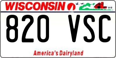WI license plate 820VSC