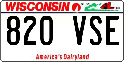 WI license plate 820VSE