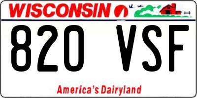 WI license plate 820VSF