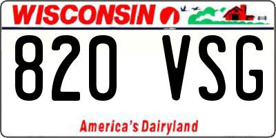 WI license plate 820VSG