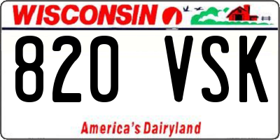 WI license plate 820VSK