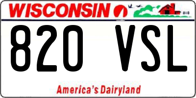 WI license plate 820VSL