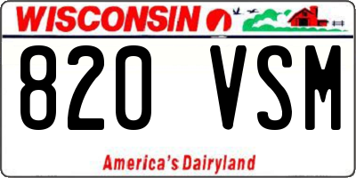 WI license plate 820VSM