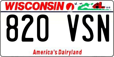 WI license plate 820VSN
