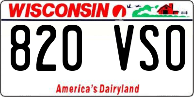 WI license plate 820VSO