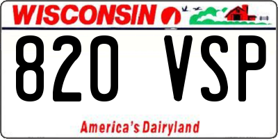 WI license plate 820VSP