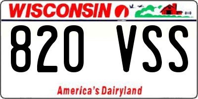 WI license plate 820VSS