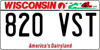 WI license plate 820VST
