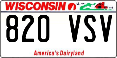 WI license plate 820VSV