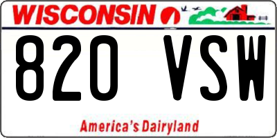 WI license plate 820VSW