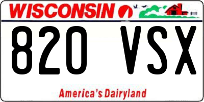 WI license plate 820VSX