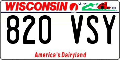 WI license plate 820VSY