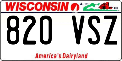 WI license plate 820VSZ