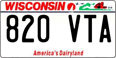 WI license plate 820VTA