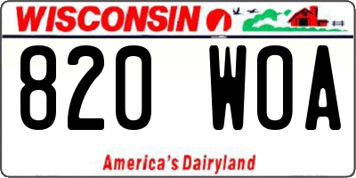 WI license plate 820WOA