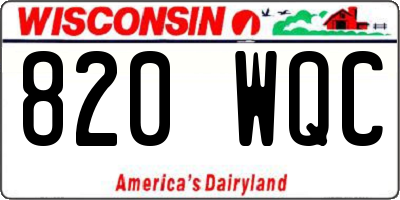 WI license plate 820WQC
