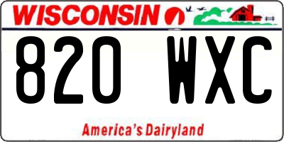 WI license plate 820WXC