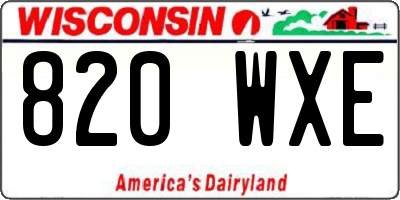 WI license plate 820WXE