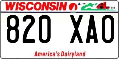 WI license plate 820XAO