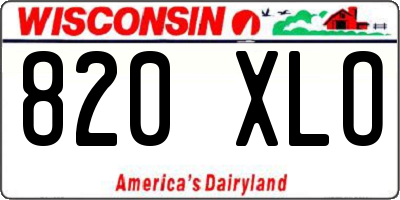 WI license plate 820XLO