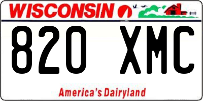 WI license plate 820XMC