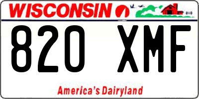 WI license plate 820XMF