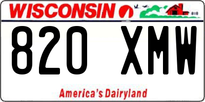 WI license plate 820XMW