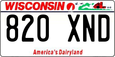 WI license plate 820XND