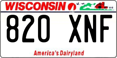 WI license plate 820XNF
