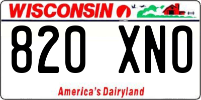 WI license plate 820XNO