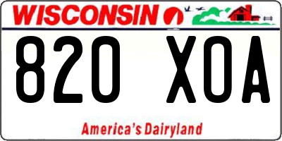 WI license plate 820XOA
