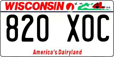 WI license plate 820XOC