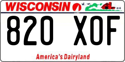 WI license plate 820XOF