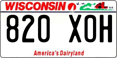 WI license plate 820XOH