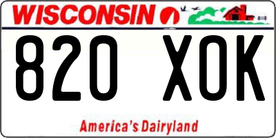 WI license plate 820XOK