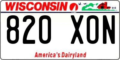 WI license plate 820XON