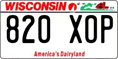 WI license plate 820XOP