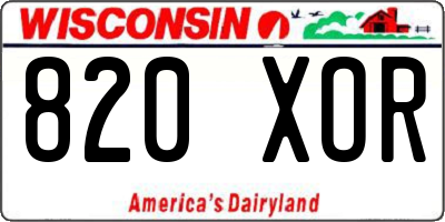 WI license plate 820XOR