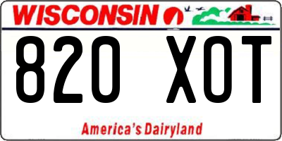 WI license plate 820XOT