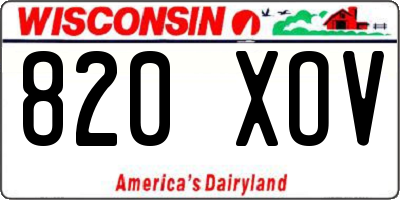 WI license plate 820XOV