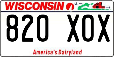 WI license plate 820XOX
