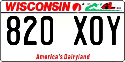WI license plate 820XOY