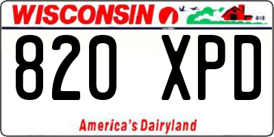 WI license plate 820XPD
