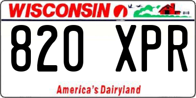 WI license plate 820XPR