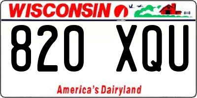 WI license plate 820XQU