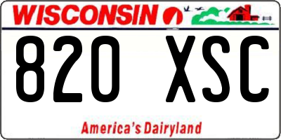 WI license plate 820XSC