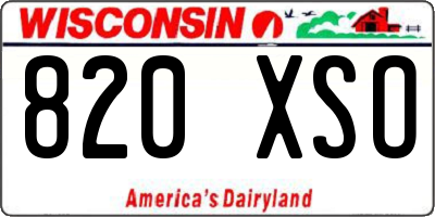 WI license plate 820XSO