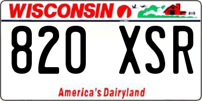 WI license plate 820XSR